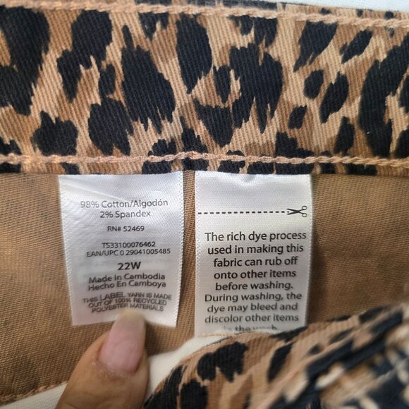 Terra & Sky Womens Plus Size 22W Core Straight Leg Leopard Print Jeans - Picture 5 of 9